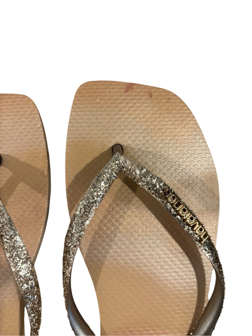 Havaianas Women’s Tan Flip Flops with Metallic Straps Size 9/10 - Picture 3 of 6